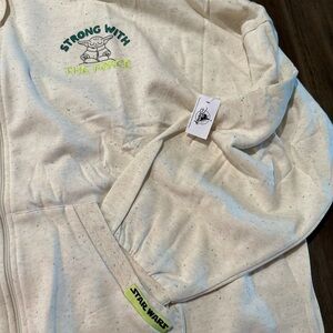 Star Wars Cream Hoodie with Teal and Neon Green Text